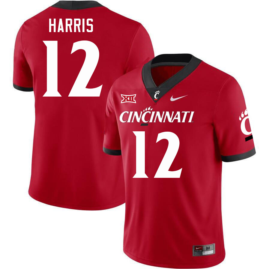 Cincinnati Bearcats #12 Justin Harris Big 12 Conference College Football Jerseys Stitched Sale-Red
